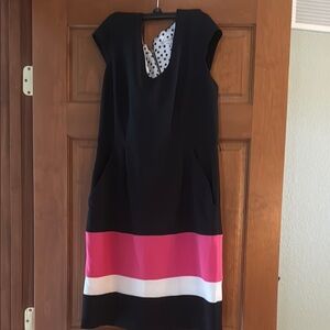 Sandra Darren Black and Pink Midi Dress